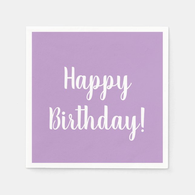 Happy Birthday Purple Lilac Birthday Party Napkin (Front)