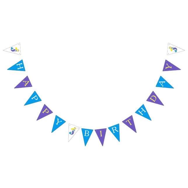 Happy Birthday Purple Mermaid Tail Pool Party Bunting (All)
