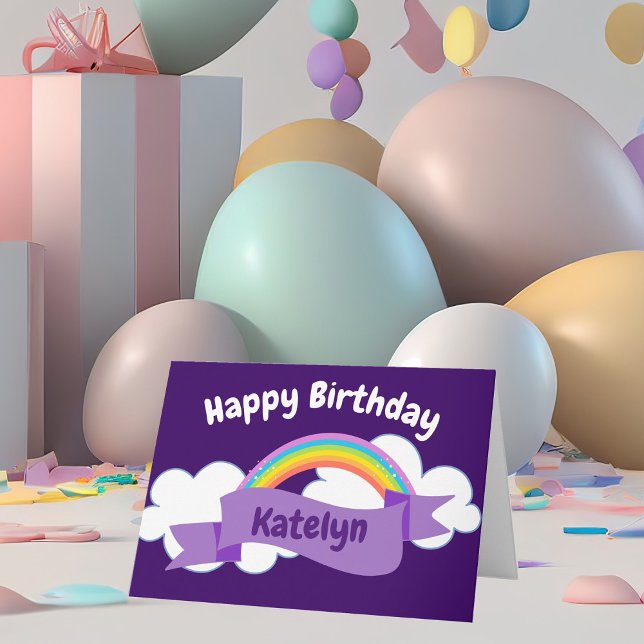 Happy Birthday Purple Rainbow Cute Custom Card (Creator Uploaded)