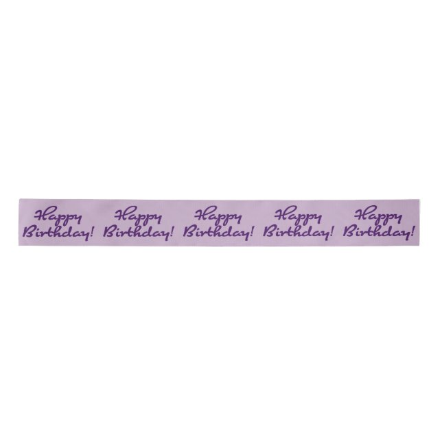 Happy Birthday Purple Script Satin Ribbon (Front)