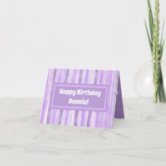 Happy Birthday Purple Striped Custom Card