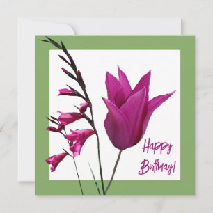 Happy Birthday purple tulip minimalist trendy cute Card