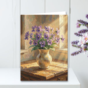 Happy Birthday Purple Violets & Poem Card