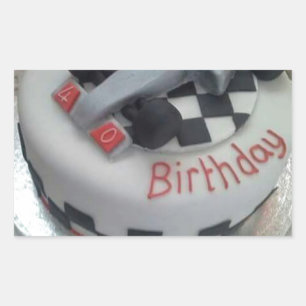happy birthday racing car rectangular sticker