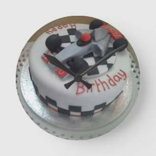 happy birthday racing car round clock