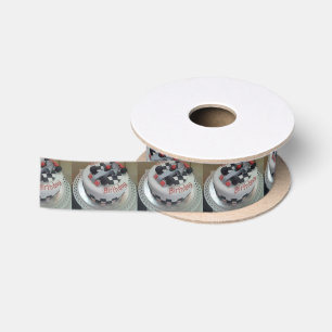 happy birthday racing car satin ribbon