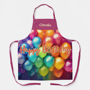 Happy Birthday Rainbow Balloons Personalised Apron
