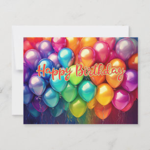 Happy Birthday Rainbow Balloons Postcard
