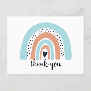 Happy Birthday Rainbow Blue Peach Postcard