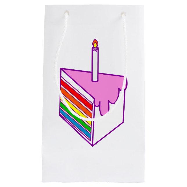happy birthday rainbow cake small gift bag (Front)