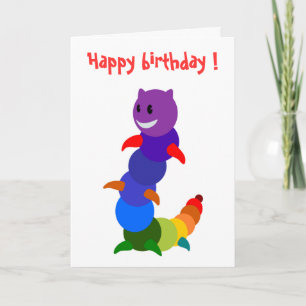 "HAPPY BIRTHDAY" RAINBOW CATERPILLAR CARD