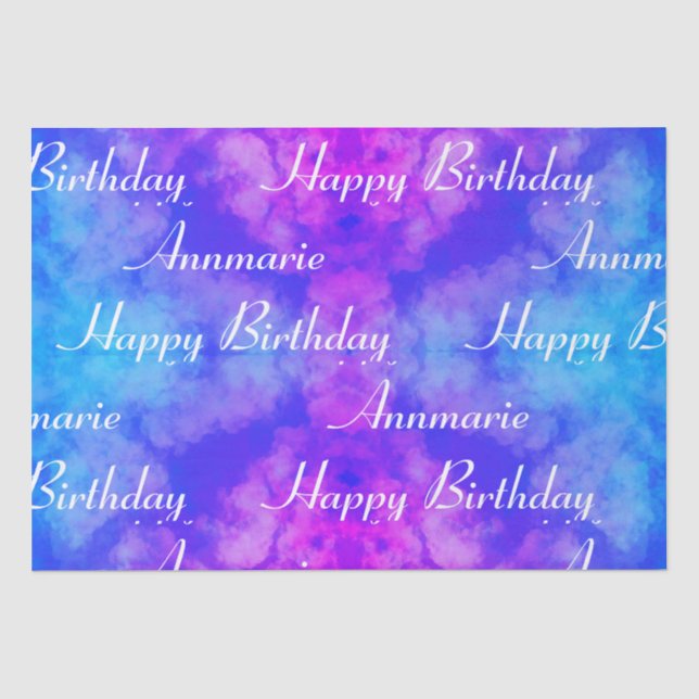 Happy Birthday Rainbow Clouds Tissue Paper (Front)