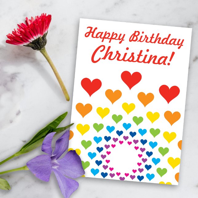 Happy Birthday Rainbow Color Hearts Card (Creator Uploaded)