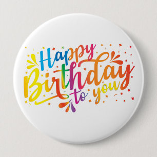Happy Birthday - rainbow colours Birthday  Button