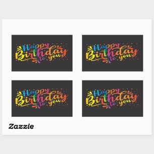 Happy Birthday - rainbow colours Birthday Rectangular Sticker