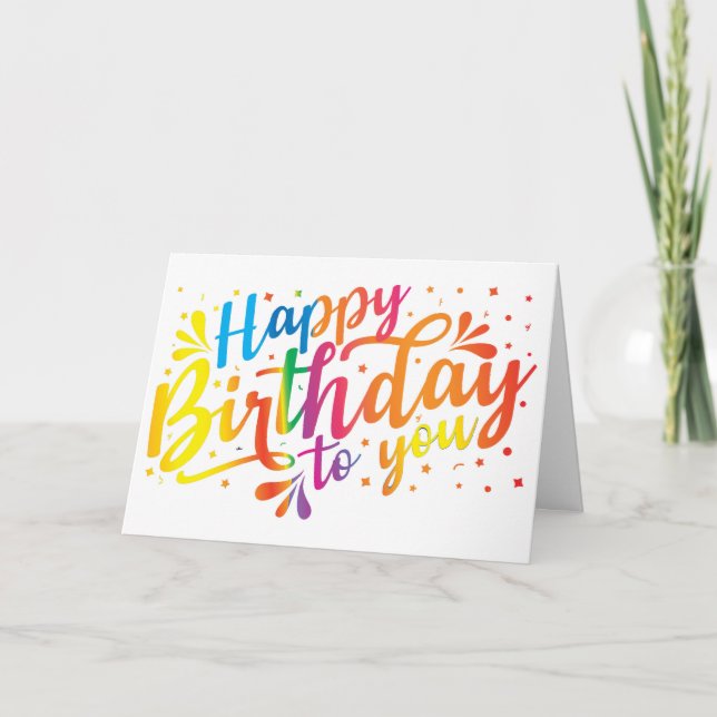 Happy Birthday rainbow colours Card (Front)