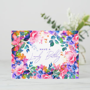 Happy Birthday Rainbow Garden Floral Card