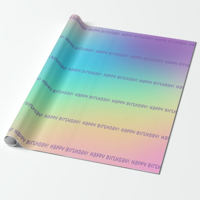 Happy Birthday! Rainbow Gradient Wrapping Paper (Unrolled)