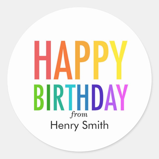 Happy Birthday Rainbow Order Customisable Stickers (Front)