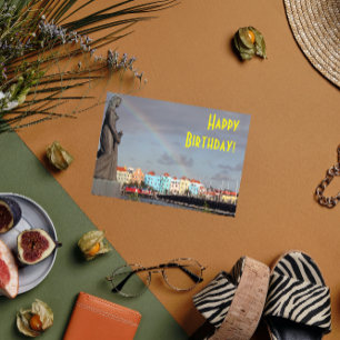 Happy Birthday Rainbow over Willemstad Curaçao Card