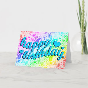 happy birthday : rainbow paisley : card