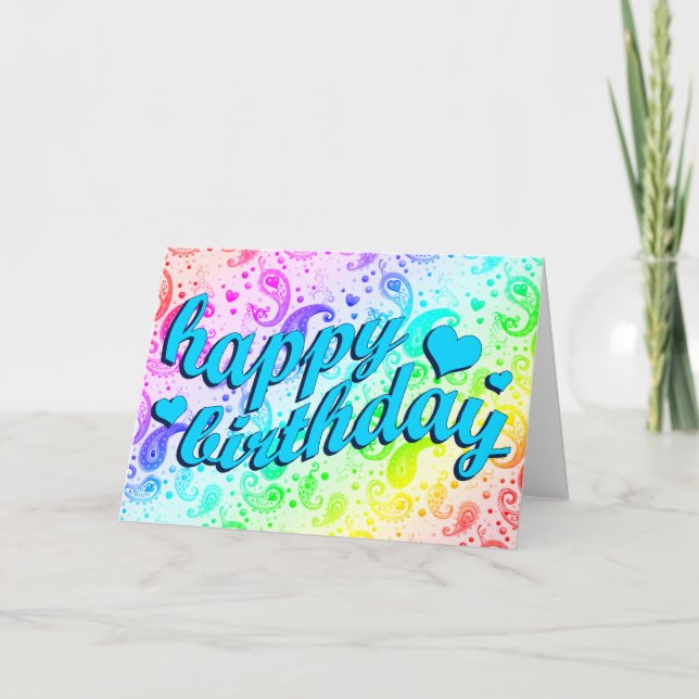 happy birthday : rainbow paisley : card (Front)