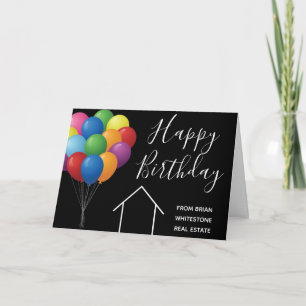 Happy Birthday Real Estate Company Balloons Custom Card