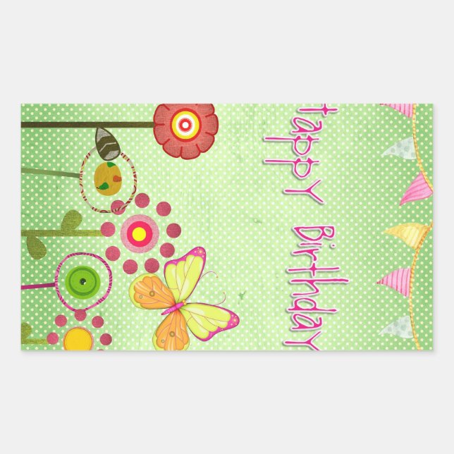 Happy Birthday Rectangular Sticker (Front)