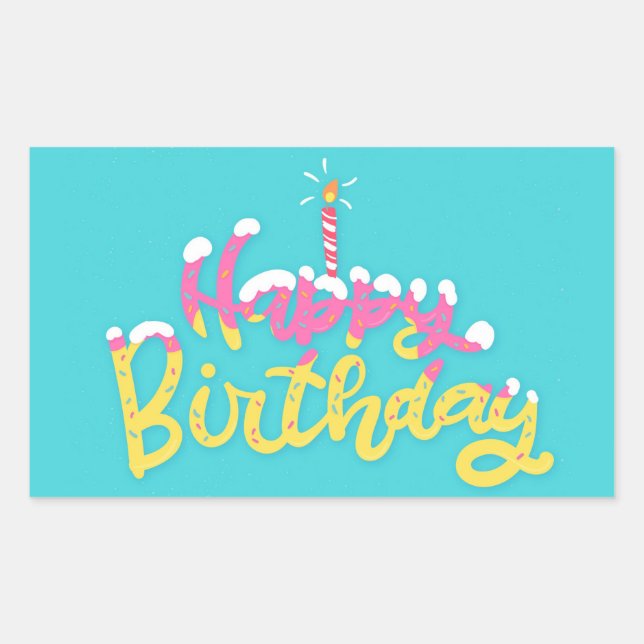 Happy Birthday Rectangular Sticker (Front)