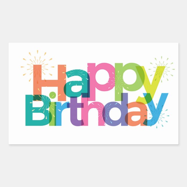 Happy Birthday Rectangular Sticker (Front)