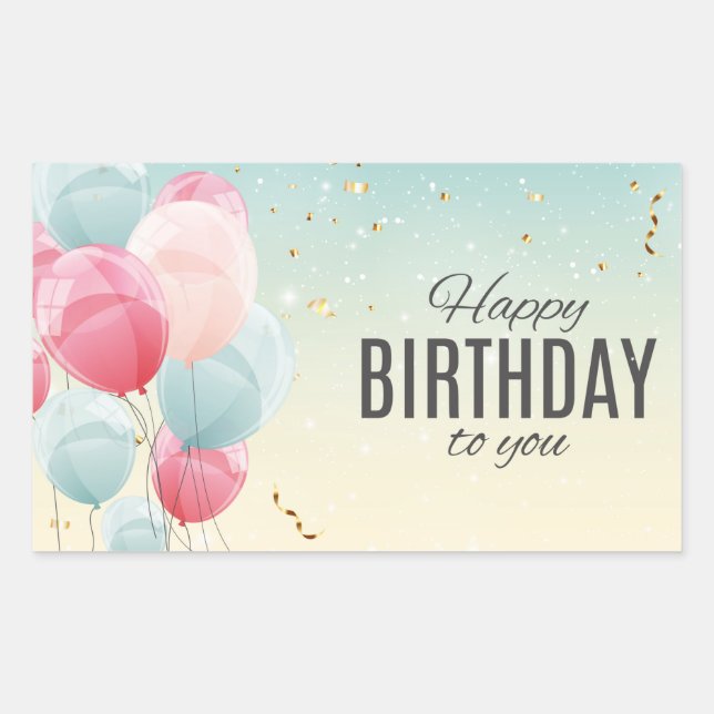 Happy Birthday Rectangular Sticker (Front)