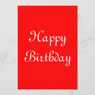 Happy Birthday. Red and White. Custom Card