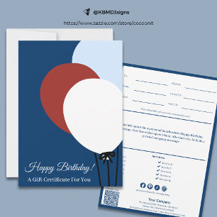 Happy Birthday Red Balloon Gift Certificate