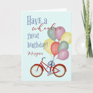 Happy Birthday Red Bicycle with Custom Name Card