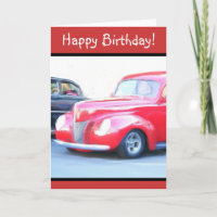 Happy Birthday Red Classic car greeting card