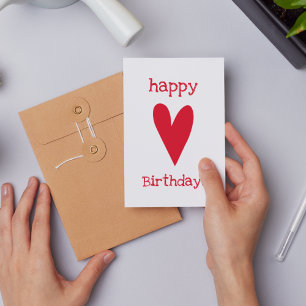 Happy Birthday! Red Heart Postcard