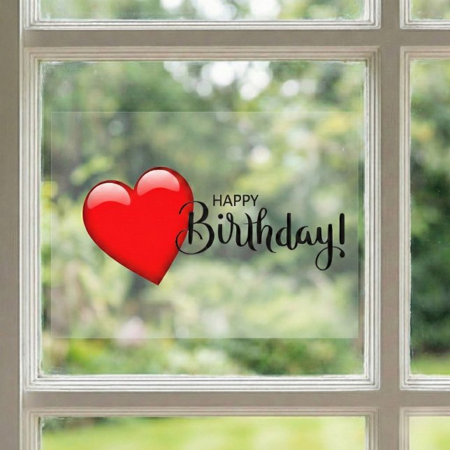 Happy Birthday Red Heart Window Cling (A heartfelt happy birthday.)