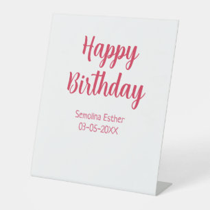happy birthday red name retro simple modern elegan pedestal sign