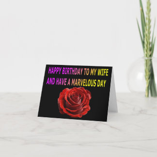 HAPPY BIRTHDAY RED ROSE WIFE CARD