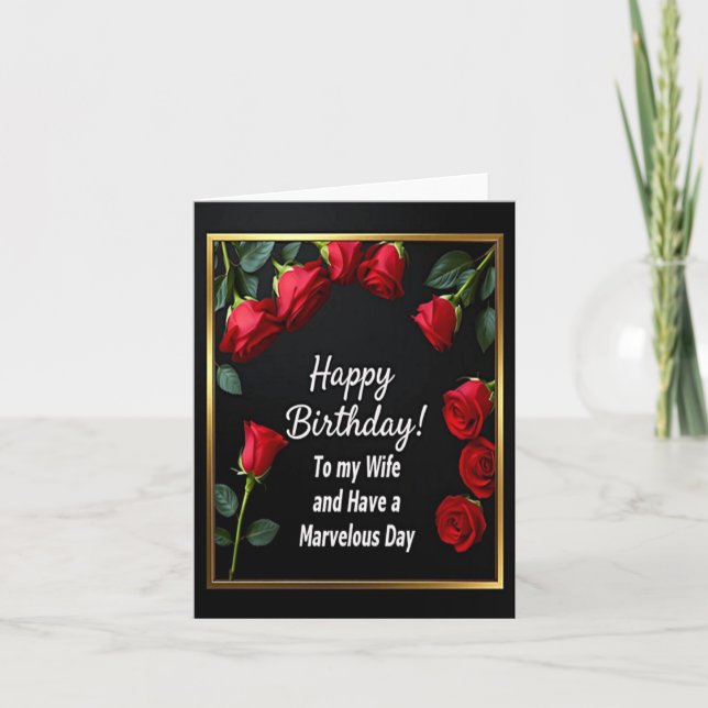 Happy Birthday Red Rose Wife Card (Front)