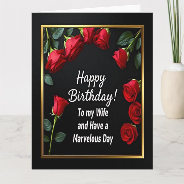 Happy Birthday Red Rose Wife Card (Front)