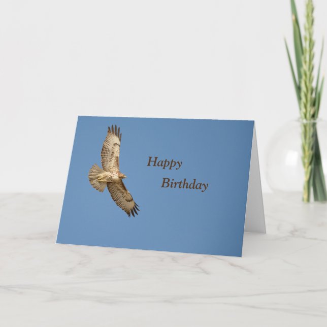 Happy Birthday Red Tailed Hawk Card (Front)