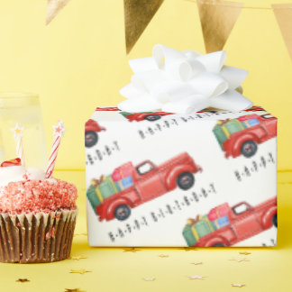 Happy Birthday Red Truck And Gifts Wrapping Paper