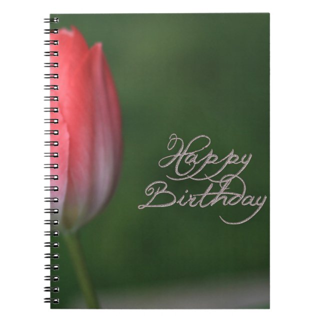 happy birthday red tulip flower notebook (Front)