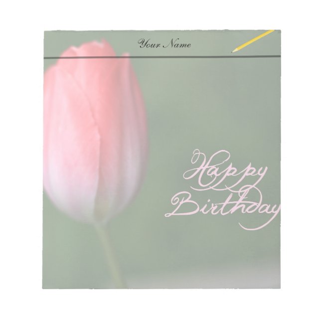 happy birthday red tulip flower notepad (Front)