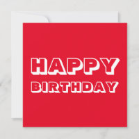 Happy Birthday, Red white modern bold