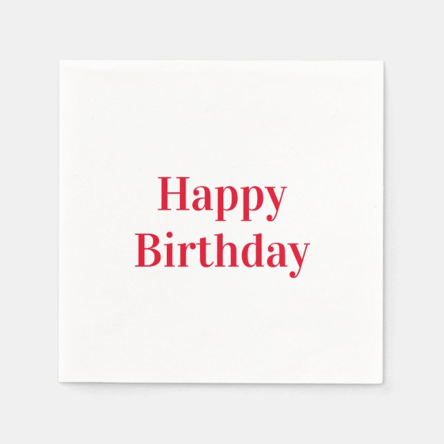 "Happy Birthday" red white party paper Napkin (Front)