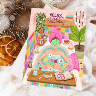 Happy Birthday Relax Woman Flowers Mum Girl Mother Card