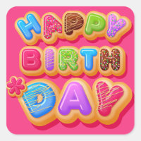Happy Birthday Retro Bubble Letters Sticker
