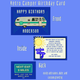 Happy Birthday Retro Camper RV Travel Card